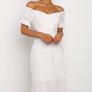 Petal & Pup Puff Sleeve White Midi Dress
